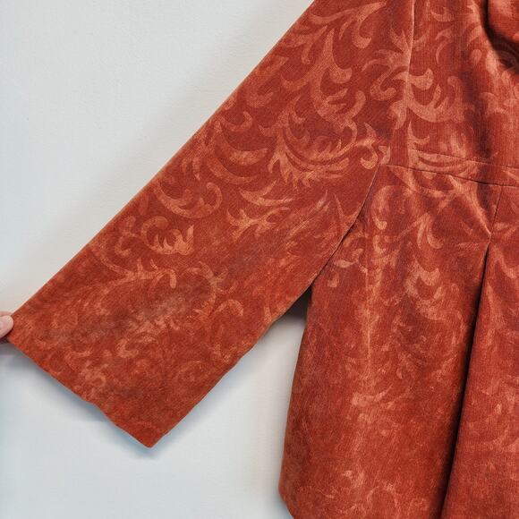 Vintage Acanthus Peplum Jacket Size M Orange 3/4 Wide Sleeve Hippie 70s Style - Picture 6 of 10